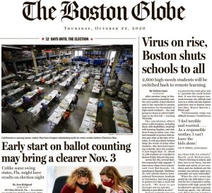 波士顿环球报 The Boston Globe 2020年10月22日 高清英文版 PDF电子版 百度网盘下载-八点一刻
