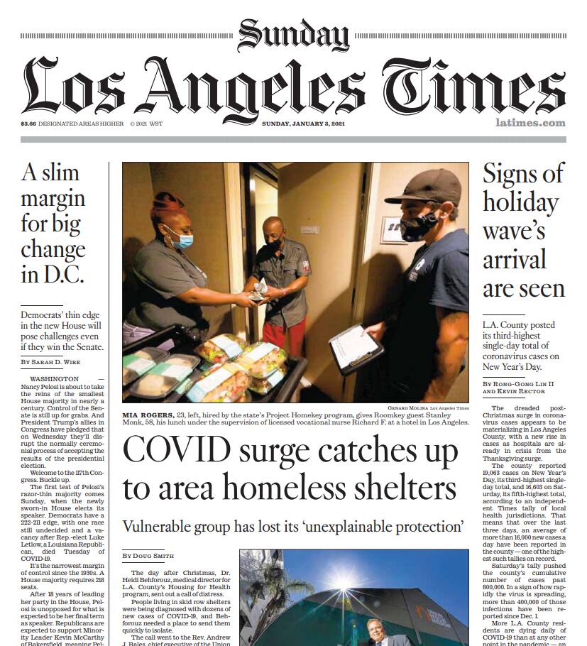 洛杉矶时报 Los Angeles Times 2021年1月3日 高清英文版 PDF电子版 百度网盘下载