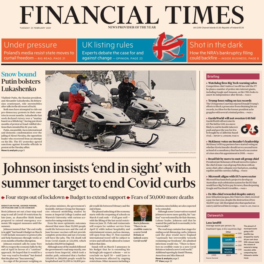 金融时报 Financial Times 2021年2月23日 高清英文版 PDF电子版 百度网盘下载-八点一刻