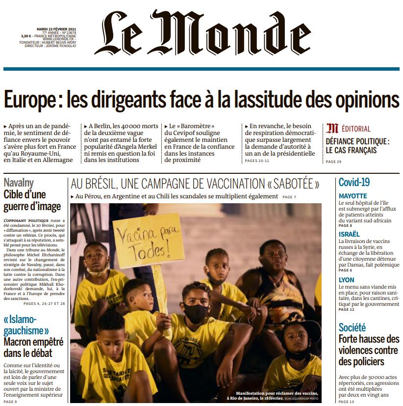 世界报 Le Monde 2021年2月23日 高清英文版 PDF电子版 百度网盘下载-八点一刻