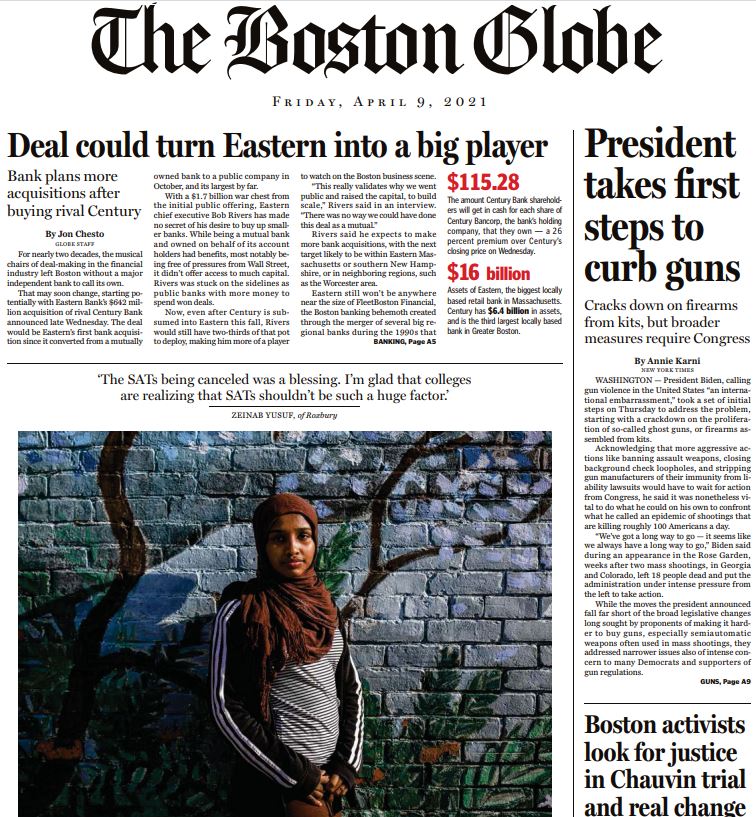 波士顿环球报 The Boston Globe 2021年4月9日 高清英文版 精读PDF电子版 百度网盘下载