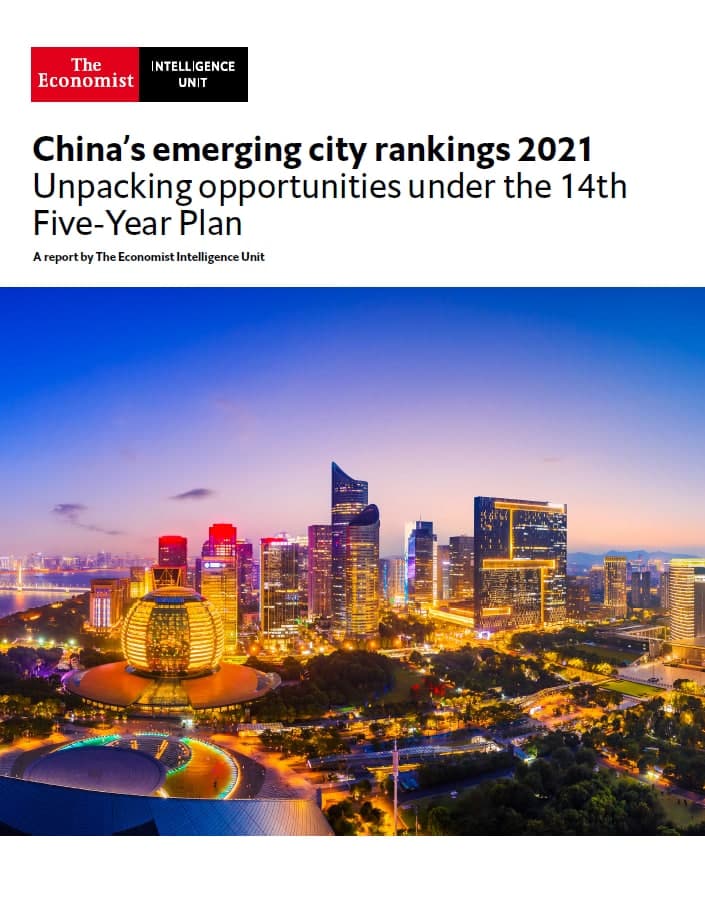 经济学人 The Economist Intelligence Unit China’s emerging city rankings 2021 高清PDF USA版 百度网盘下载